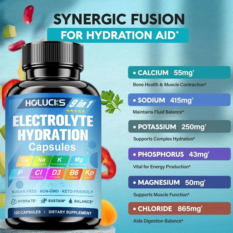 Electrolyte Hydration Capsules Workout Recovery & Muscle Support Energy Production for Fluid Balance