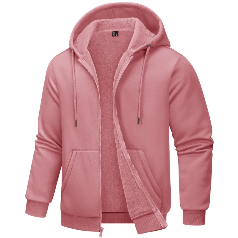 Big Pockets Fleece Lining Hoodies Mens Hooded Coats Full Zip Up Casual Hoodie Jackets Athlete Running Hiking Sportswear — image 38