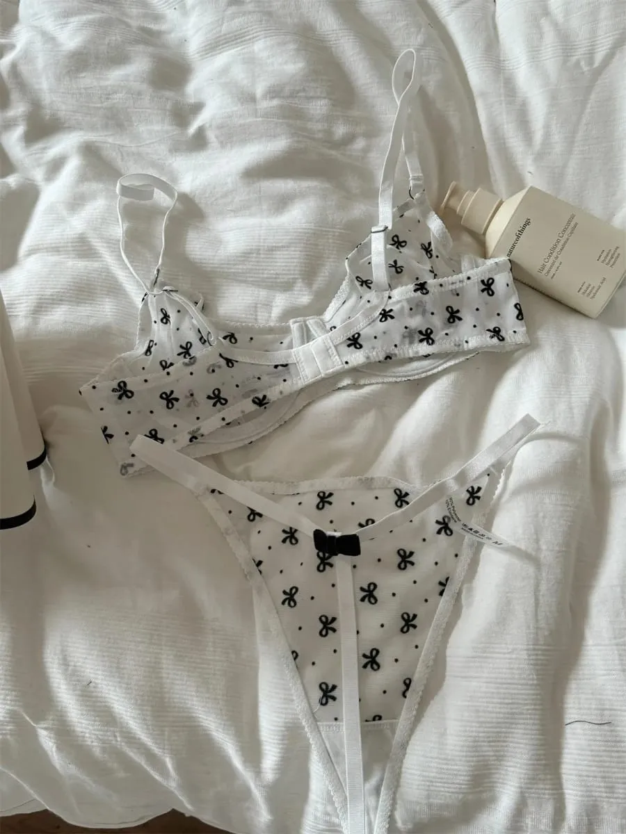 Sexy Embroidered Lace Bralette & Briefs Set for Women Floral Lingerie Underwear Suit