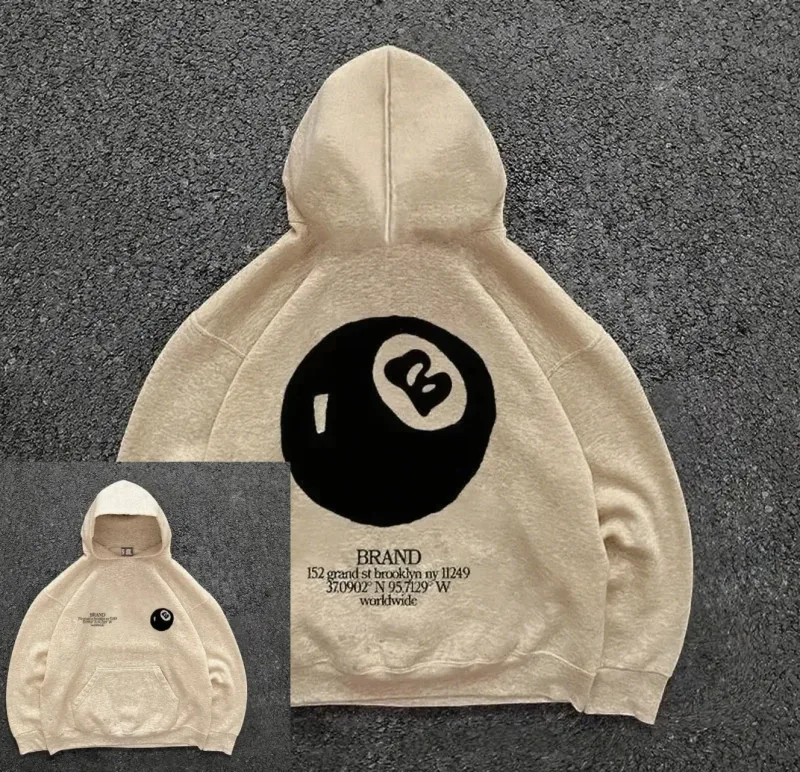 Nueva ropa deportiva con capucha cálida de otoño e invierno con estampado de billar, top informal suave, ropa cómoda de alta calidad