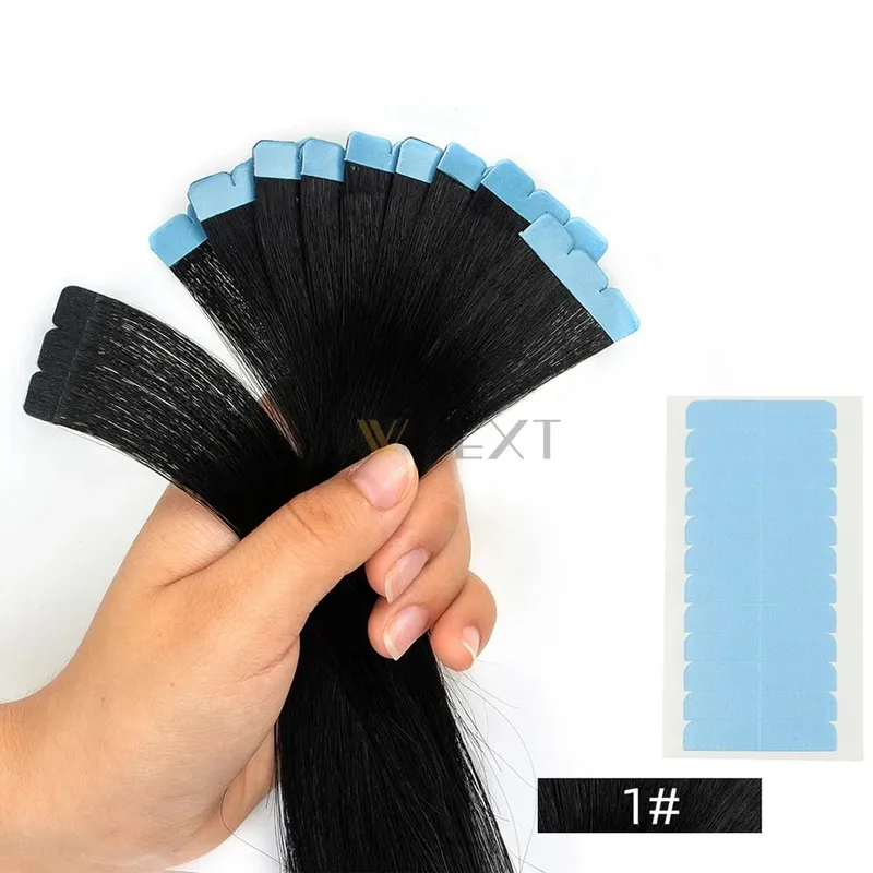 Invisible Mini Tape In Human Hair Extensions Seamless Adhesive Natural Straight Hair 12-24 Inches Machine Remy Hair 10pcs/pack