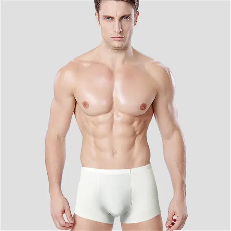 Seamless Ice Silk Boxers Men Solid Color Male Underpants Ultra-thin Sexy Underwear Summer COOL Trunk Shorts