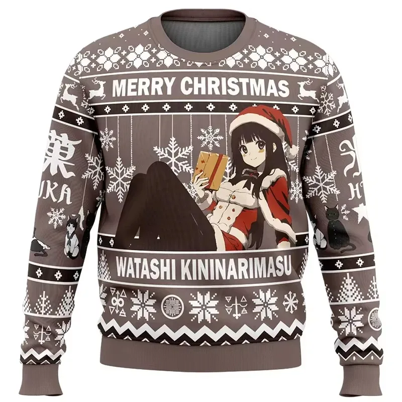 Alegria de Natal Mushoku Tensei Reencarnação Sem Emprego Suéter de Natal Feio Anime Pulôver Unissex para Casal Moletom com Capuz — image 3