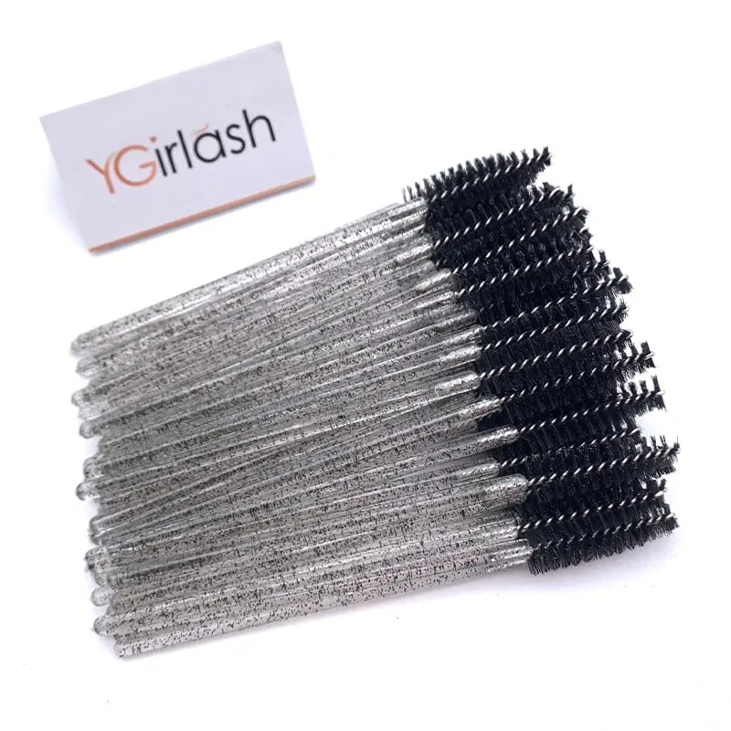 YGirlash 50 個ラッシュ白鳥クリスタルまつげアプリケーター使い捨てダイヤモンドハンドルナイロンマスカラワンドブラシ化粧品ツール