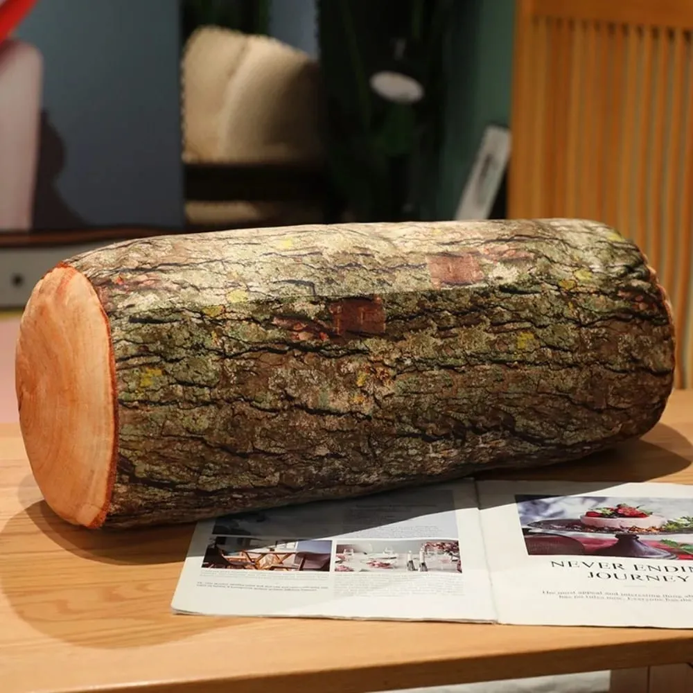 Plush Material Tree Log Pillow Soft Texture PP Cotton Filled Stump Cushion Realistic Wood Grain Novelty Throw Pillow For Women — image 1