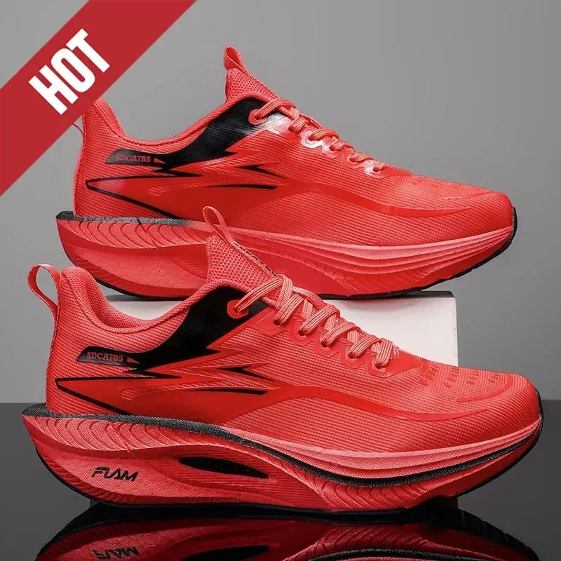 Men Women Carbon Plate Air Cushion Marathon Running Shoes Breathable Lightweight Outdoor Racing Training Sports Sneakers Walking