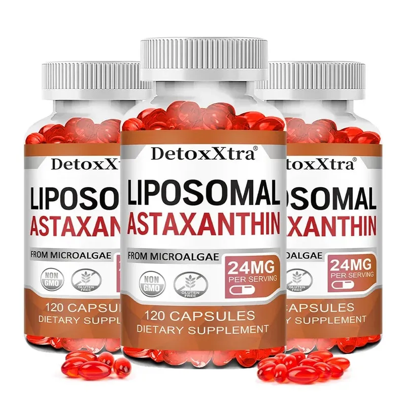Liposomal Astaxanthin Supplement 24 MG Antioxidant Stronger Than VIT C Support for Cardiovascular Gut Skin + Eye Health