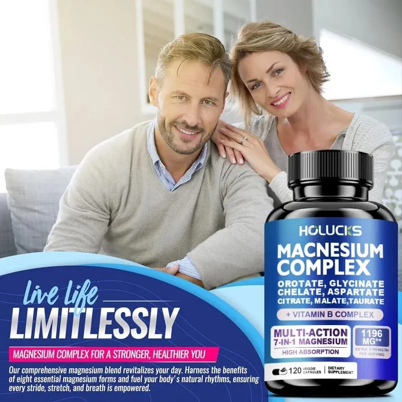 Magnesium Complex 1000mg Supplement with Vitamins C E B1 B2 B6 B12 Chelated Magnesium Glycinate Malate Taurate &Citrate — image 6