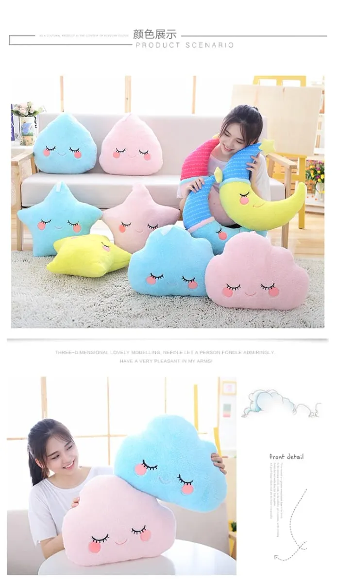 Fantastic Star Cloud Moon Rainbow Plush Pillow Stuffed Sky Natural Cushion Yellow Pink Blue Shy Emotion Plushie Decoration Gift — image 9