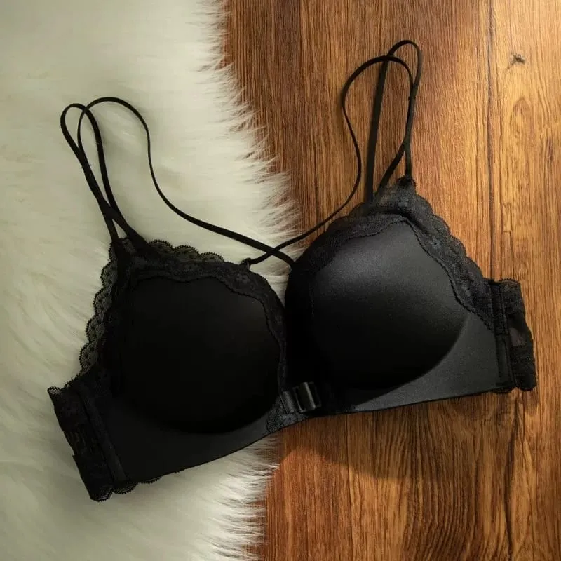 Small Bust Front Hook Wireless Push Up Bra Thin Straps Beauty Back Anti Sagging Side Breast Support Ladies Brassiere S-XL — image 1