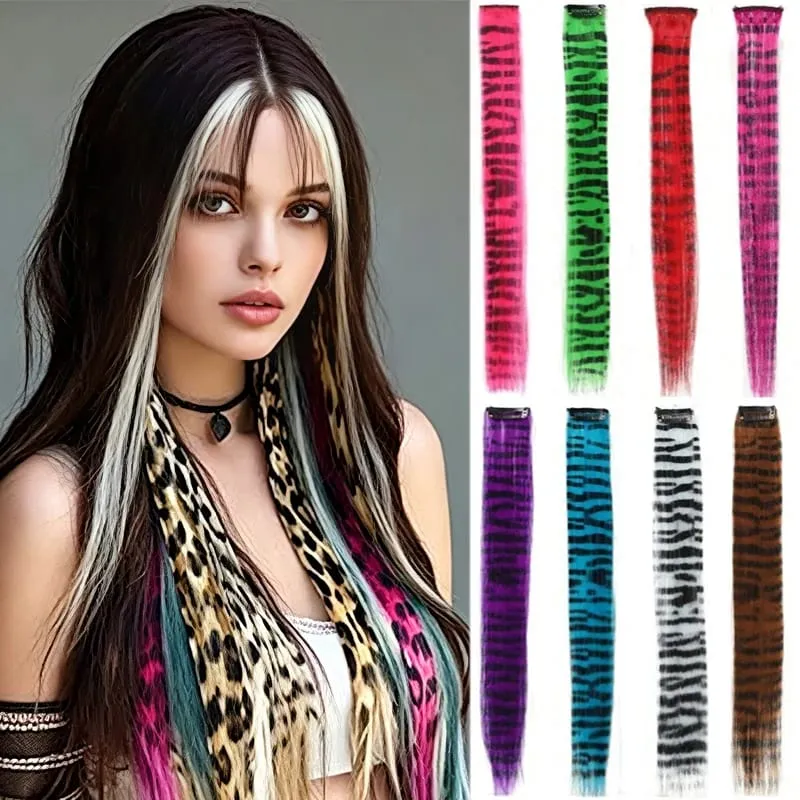 Rainbow Colored Feather Clip In Hair Extensions 18inch Synthetic Hair Piece Y2K Fashion For Women Girls Cosplay Party Halloween