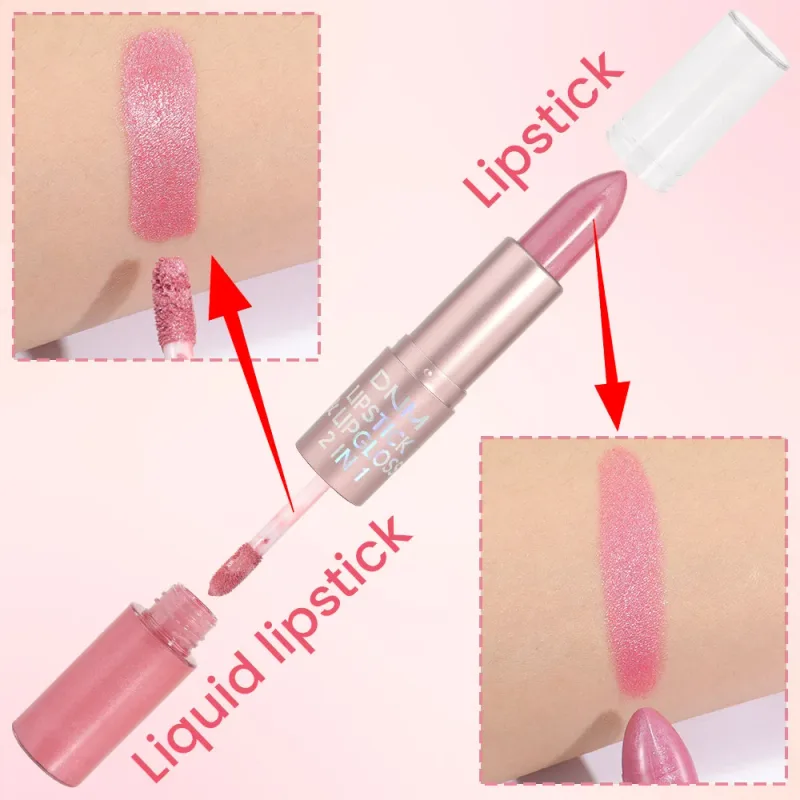 DNM Double Headed Mate læbestift og lipgloss Langtidsholdbar makeup 2 i 1 stift fugtgivende lipgloss Tint Kosmetik Lip Stain