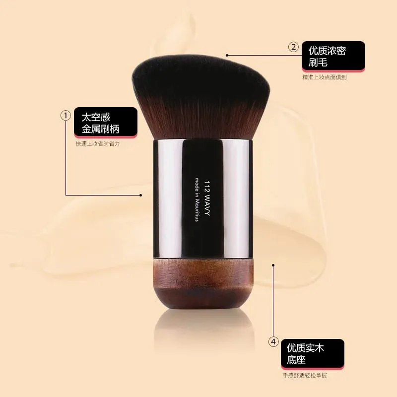 1 kus #112 Přenosný úhlový plochý štětec na make-up Přírodní dřevo Leštící podkladový kryt Profesionální štětce na make-up — image 3