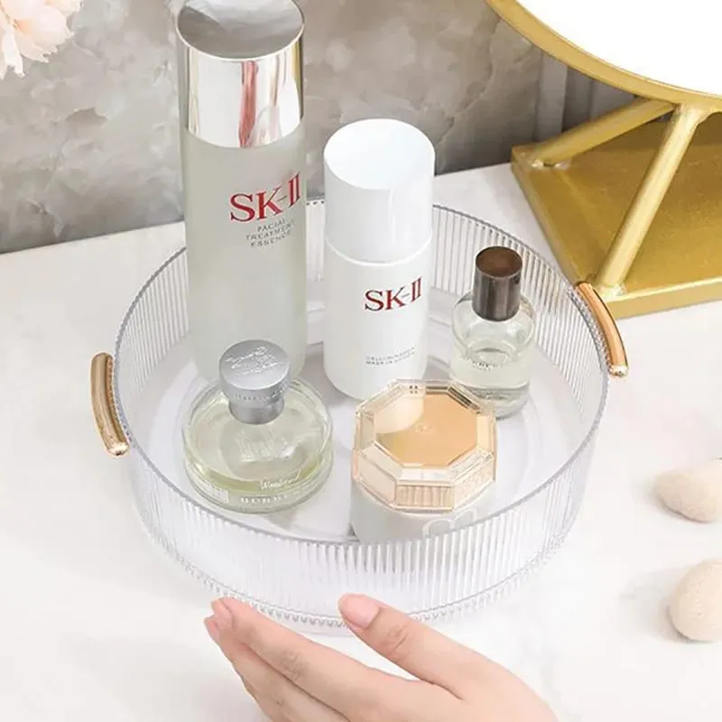 360° Rotating Transparent Acrylic Makeup Organizer Cosmetic Tools Storage Box Makeup Brushes Organizer Storage Baskets Organizer — image 4