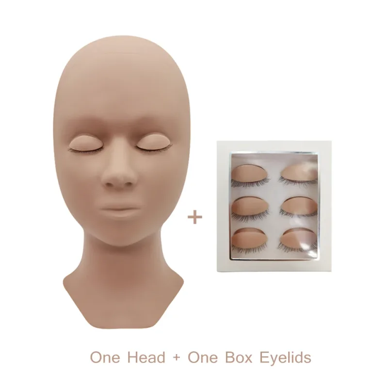 Mannequin Head For Eyelash Extension Training Kit With Removable Eyelids Silicone Cosmetic Model Heads Makeup Tools Gel Material