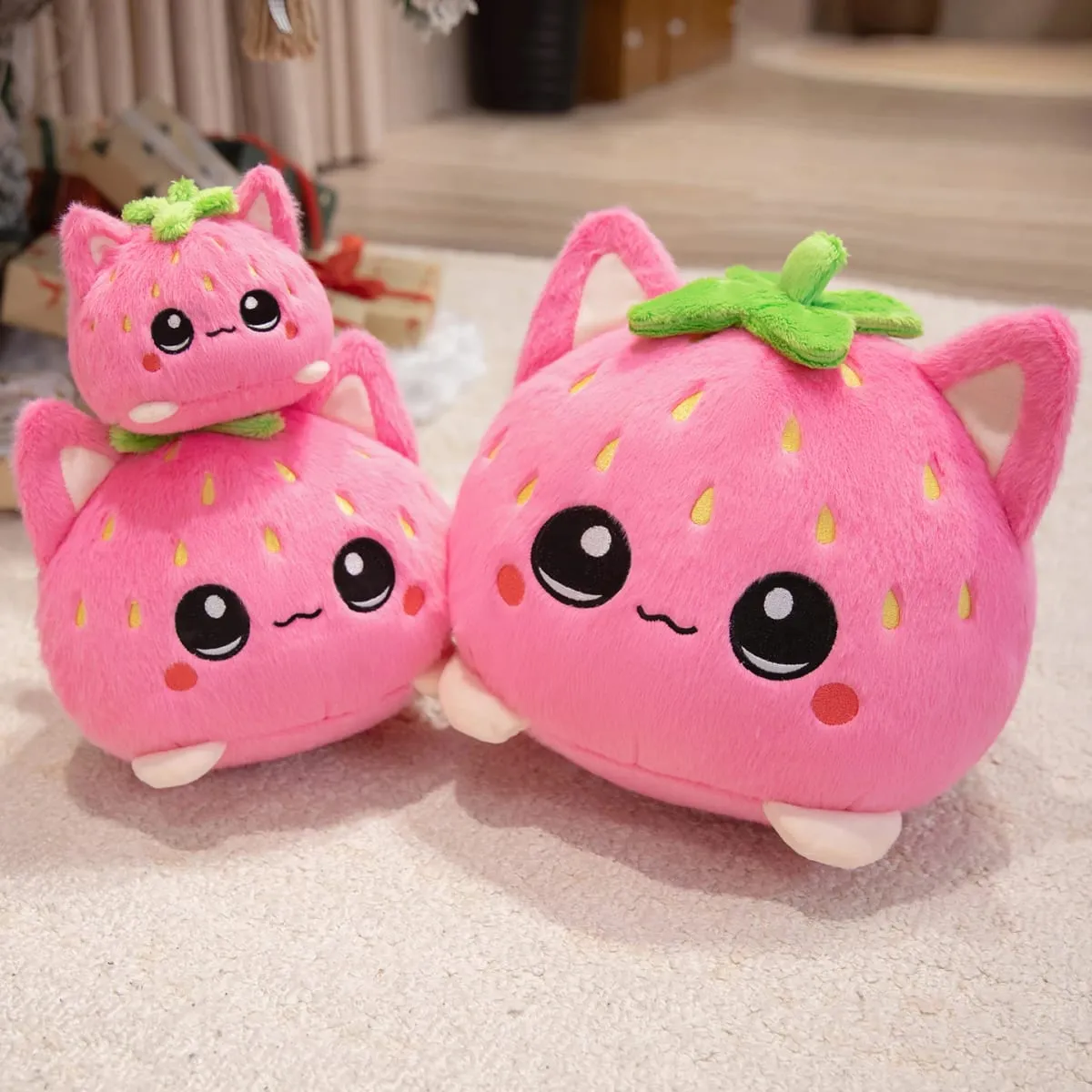 Cute Plush Dolls With Strawberry Cat Stuffed Soft Toys Cushion Sofa Pillow Birthday Gift Room Decor Children's Friends Birthday — image 6