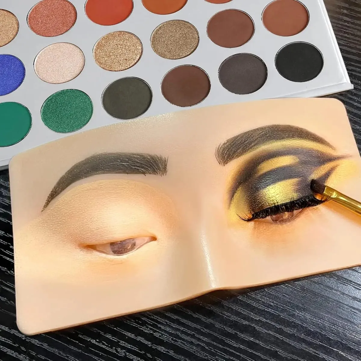 Wheat Silicone Makeup Practice Board with Pearl Stickers and Brushes - Suitable for Makeup Artists and Beginners — image 6