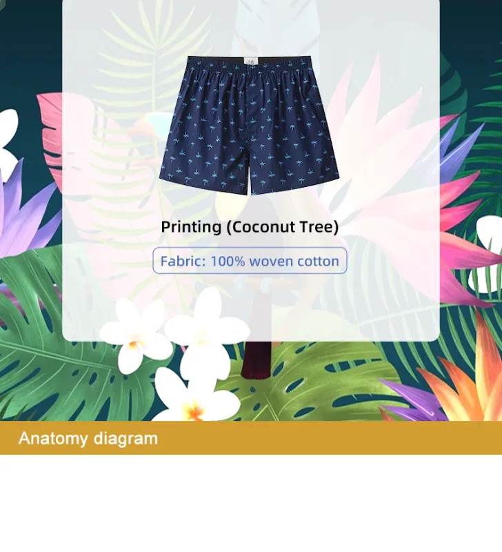 Boxer da uomo in cotone, intimo da uomo con motivo stampato, pantaloncini stile college, abbigliamento estivo traspirante e confortevole