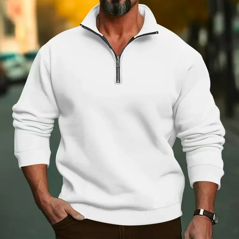 2026 Outdoor Men Zipper Sweatshirts Spring Quarter Zip Pullover Half Zipper Hoodie Men Gym Man Autumn Solid Men Sweatshirt Coat — image 3