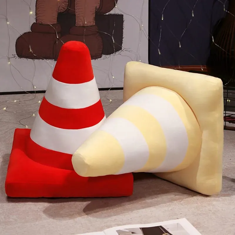 Simulation Traffic cone Plush Pillow Creative Roadblock Stuffed Toy Construction Cone Sign Cushion Doll Kids Boys Road Game Gift — image 5