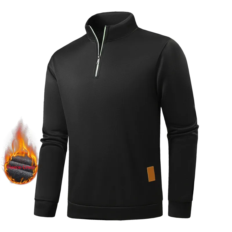 Autumn Men's Half-Zip Sweatshirts Long-Sleeved Solid Color Pullovers Turtlenecks Streetwear Winter Warm Jackets Sports Coat
