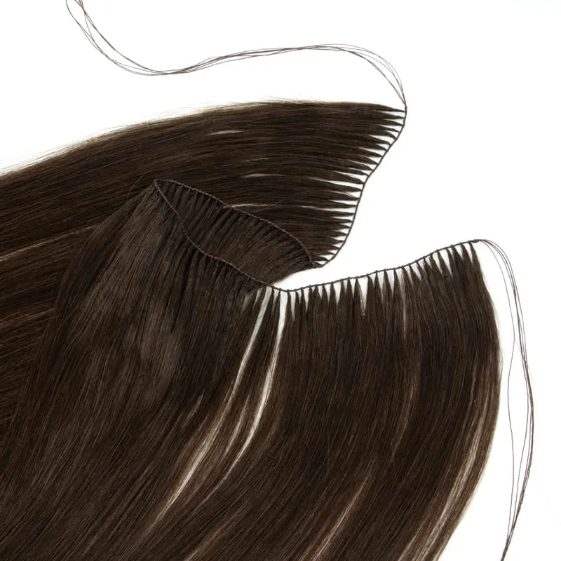 Feather Hair Bundles Extensions Natural Fish Line Human Hair Non-Remy Invisible Micro Rings Hair Extension Weft 100 Strands
