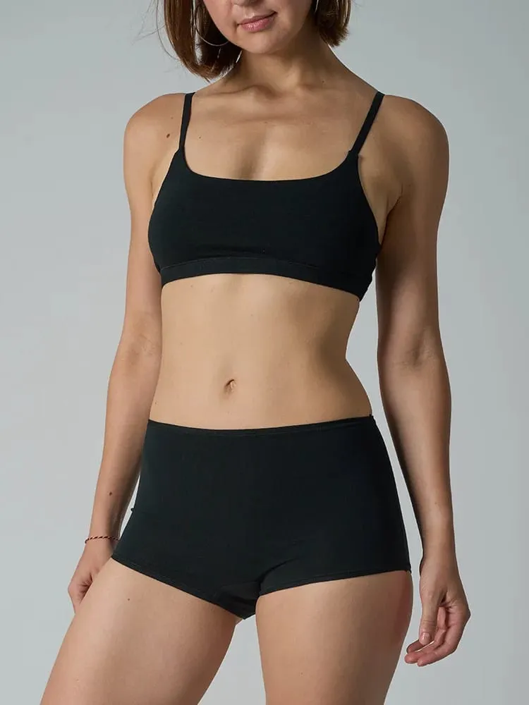 Cotton Underwire-Free Bralette and Boyshort Set – Unpadded Ribbed Knit Lingerie Two-Piece Set