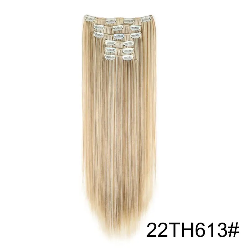24Inch Synthetic 6pcs/set Long Straight Clip-in Hair Extension Heat Resistant Fiber Hair for Women Hair Accessories — image 18