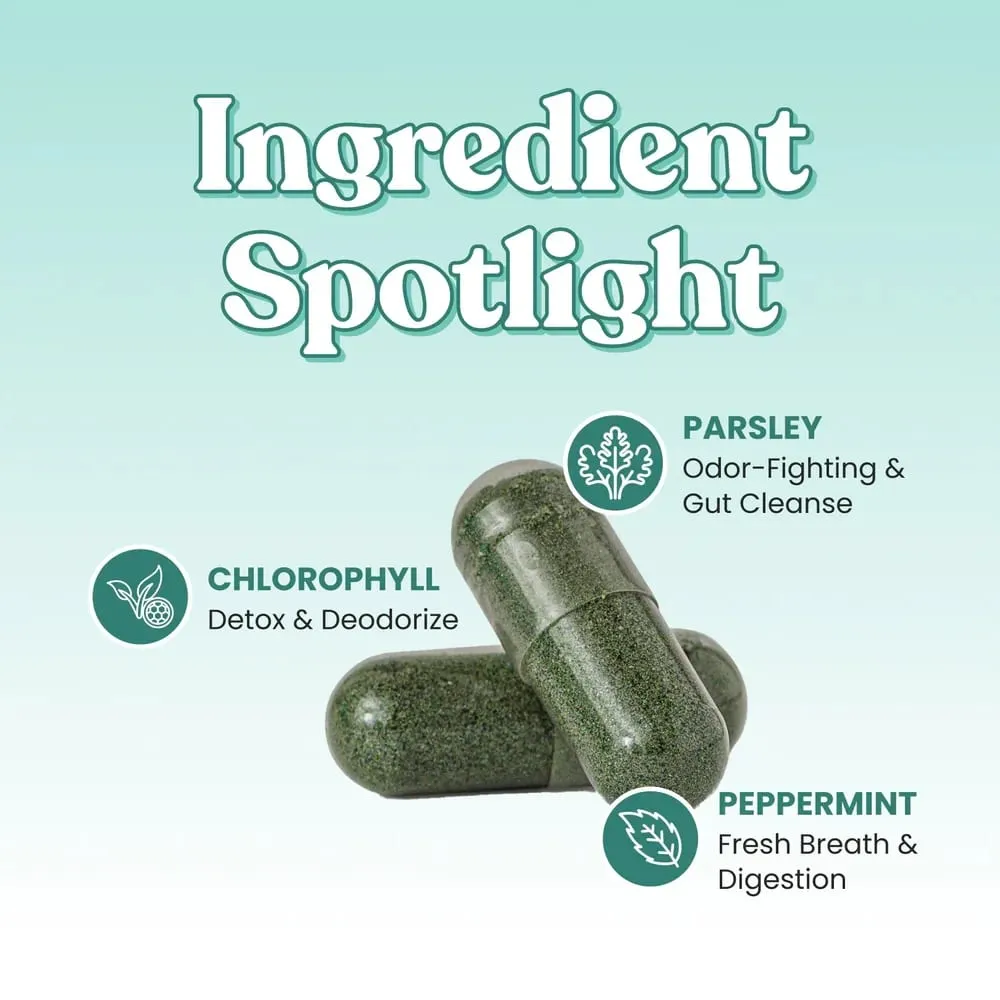 Pílulas mágicas de clorofila corporal - cápsulas veganas intensificadoras de energia natural para desintoxicação e digestão de odores corporais, apoiam a saúde do intestino e da pele