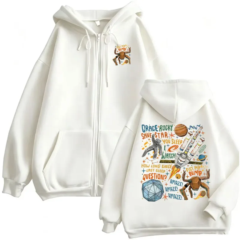 Project Hail Mary Zipper Hoodies Grace Rocky Save Stars Meme Sweatshirt Jacket Coats Men Women Fashion Casual Cozy Zip Up Hooded — image 7