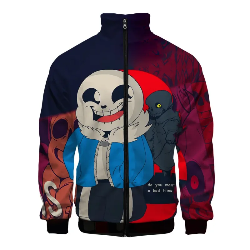 Luksusowe popularne Sans Undertale 3D Print Zipper Raglan kurtka wiatrówka chłopcy/dziewczęta wygodne kurtki ze stójką płaszcze
