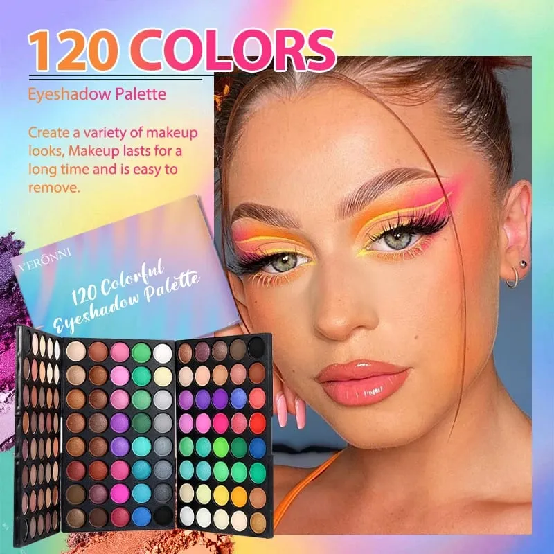 4pcs Makeup Sets 120‑Color Eyeshadow Palette With 8pcs Brushes & 2pcs Makeup Practice Face Boards For Beginner Makeup Practice
