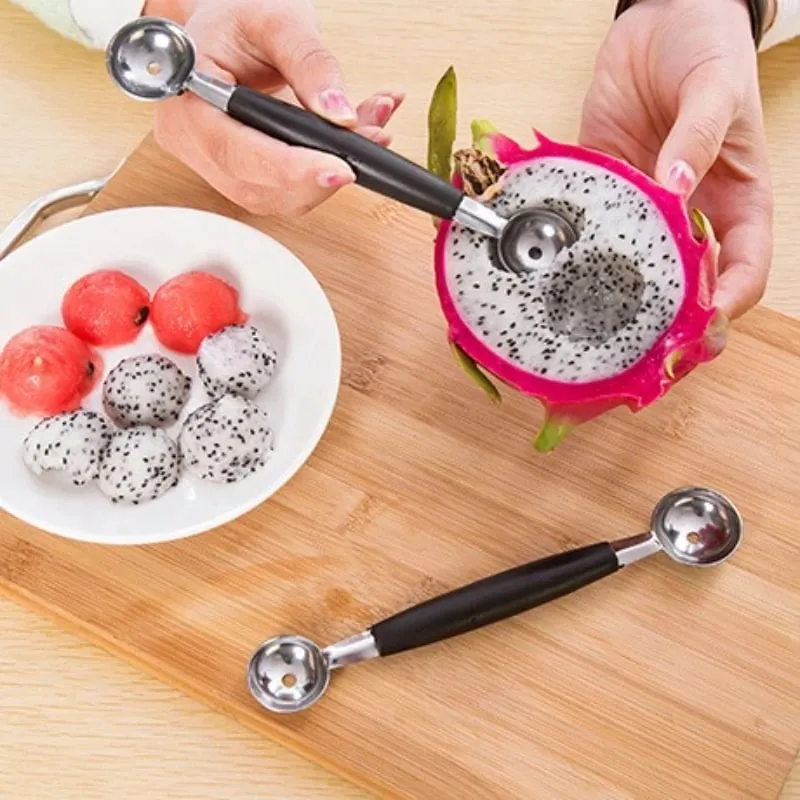 1PC Multi functional ice cream scoop Stainless steel double headed fruit ice cream scoop Watermelon Ball Digger Kitchen tools — image 5