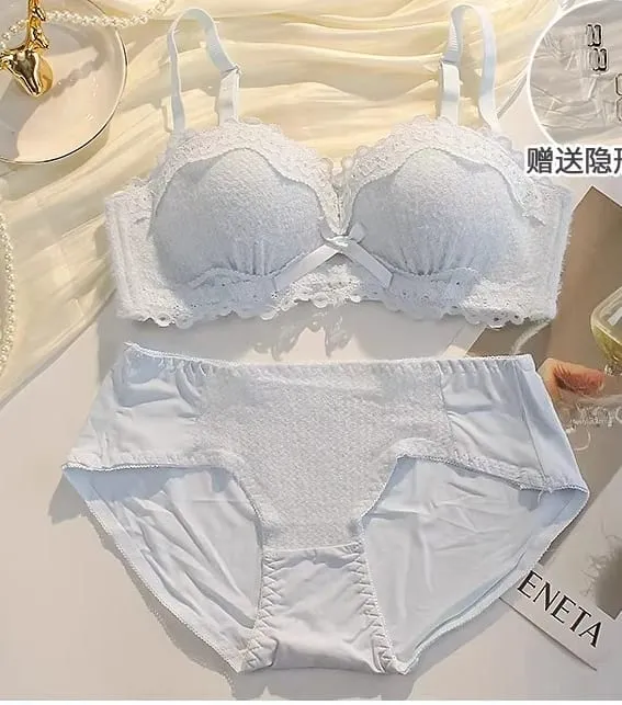 Women Strapless Wireless Bra Anti-Slip Half Cup Small Bust Compression Enhancer Anti-Sag Soft Sexy Lingerie Underwear Set