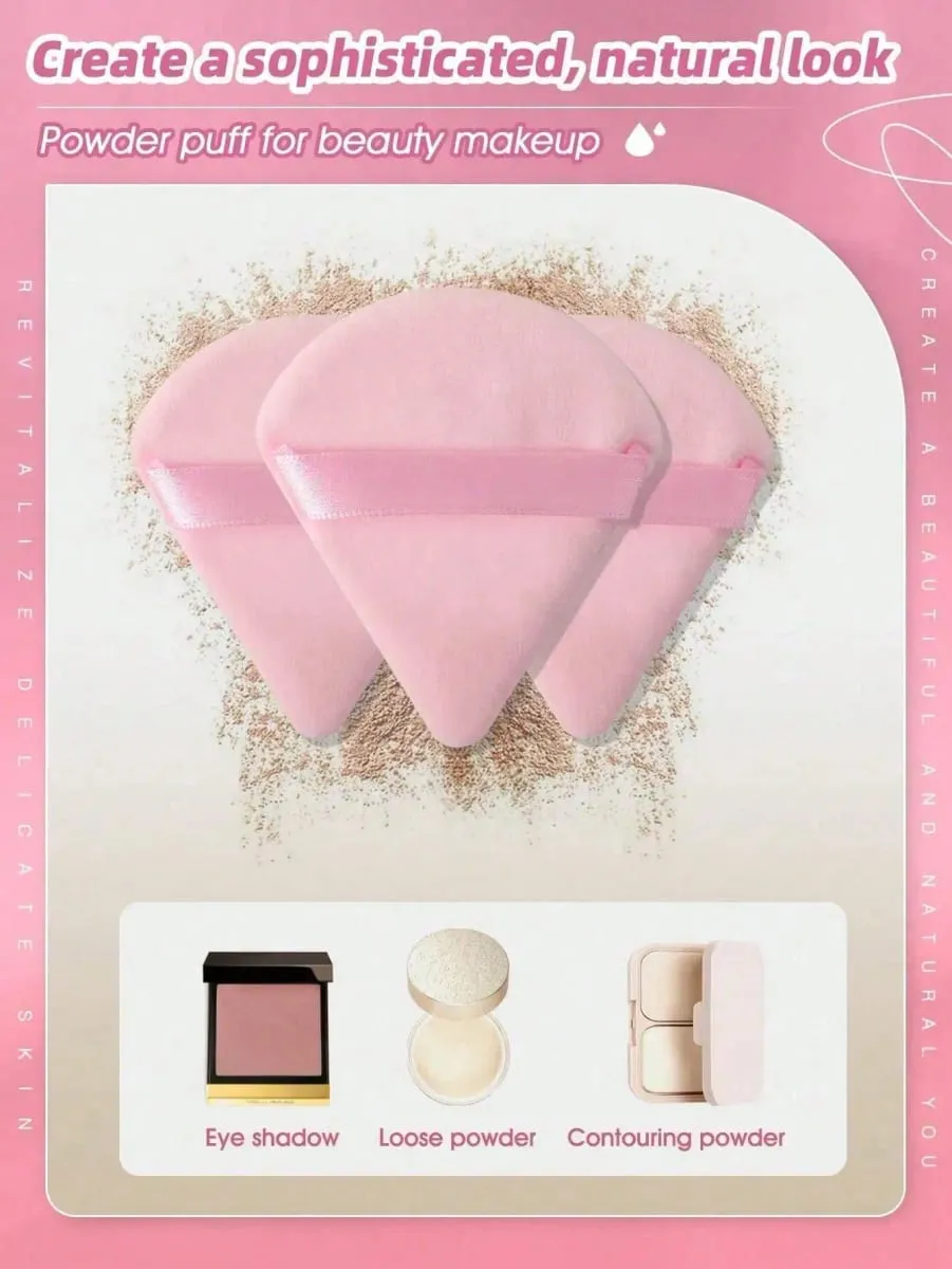20/10/3/1pc Triangular Velvet Makeup Powder Puff Facial Powder Puff Reusable Makeup Powder Puff And Eye Makeup Powder Puff
