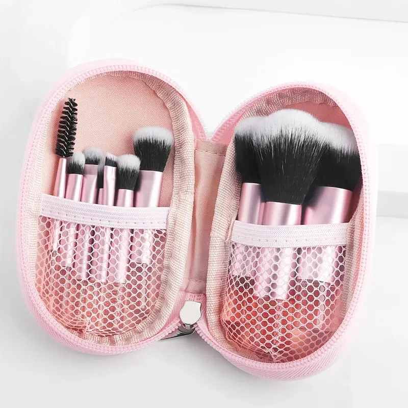 10pcs Pink Makeup Brush Set for Beginners Mini Portable Foundation Eyeshadow Brushes with Crystal Handle Includes Brush Pouch — image 8