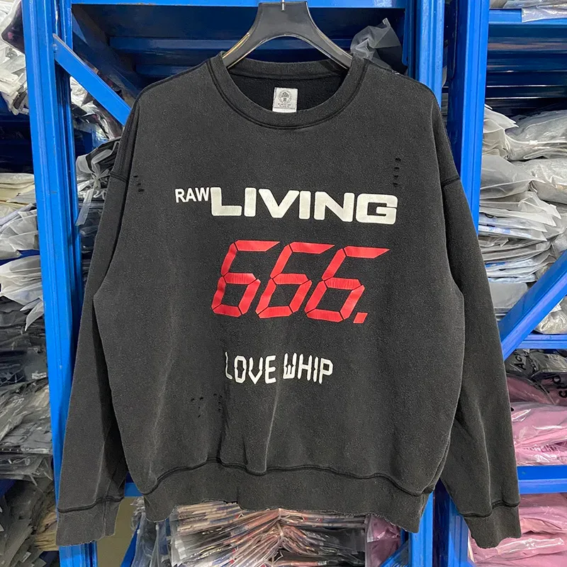 Autumn Winter Classic Overlapping Logo Print Saint Sweatshirts Men Women Couple Colorful Letters Graffiti Washed Black Pullovers — image 51