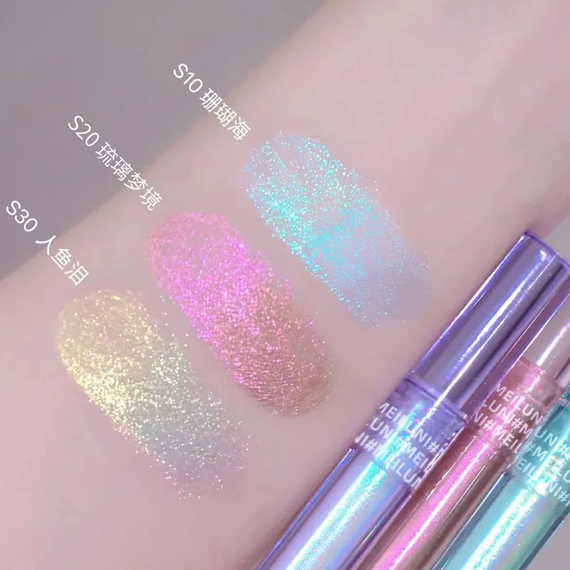 Glitter Chameleon Eye Makeup Multichrome Shimmer Eyeshadow Duochrome Stick Shine Chrome Highlighter Pen Party Luminous Cosmetics