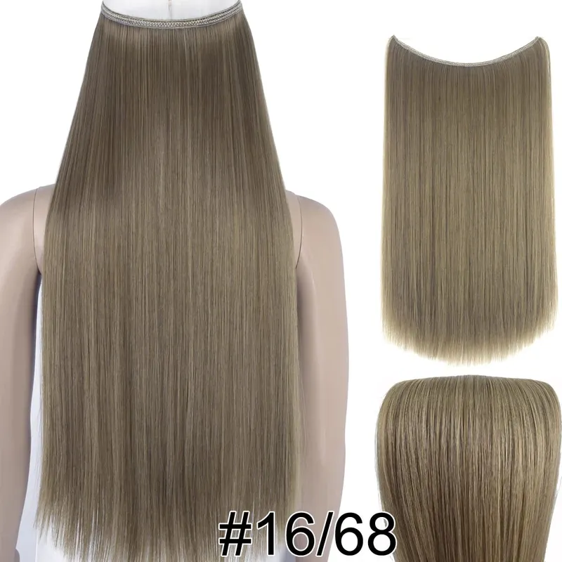 Synthetic Heat Resistant Hair Silky Straight Elasticity Invisible Wire Hair Extensions 8006