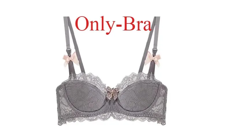 French Pure Desire Bralette Small Bust AB Cup Push Up Wireless Lace Bra for Chubby Girl Bow Design Thin Fold Comfort Plus Size
