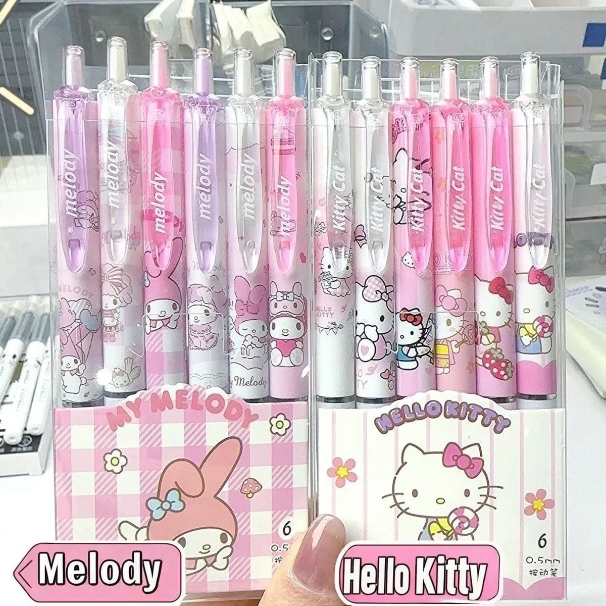 6 Pcs/Set Hello Kitty Melody Limited Edition High Quality Gel Pen Cartoon Series Black 0.5mm Student/Office Daily Stationery — image 6