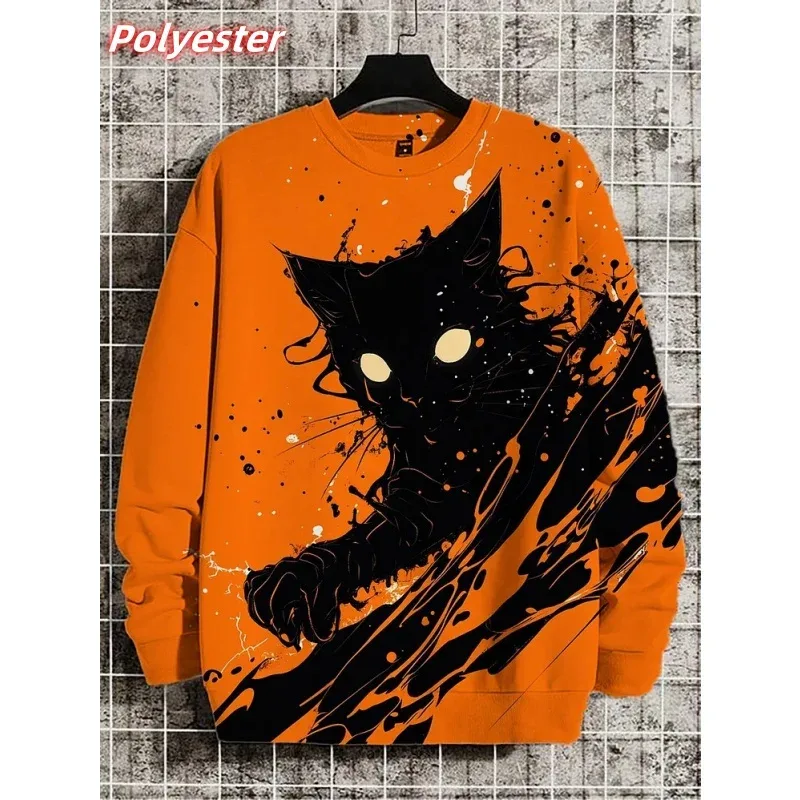 Cat Sushi Pattern Hoodie For Men Cute Animals 3D Printed Pullover Autumn Long Sleeve Loose Round Neck Hoodies Sweatshirt Tops — image 4
