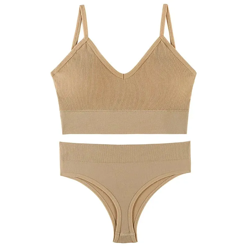 Thin Wireless Women Push Up Bra Sets Plus Size Sports Halter Vest French Triangle Cup Bras For Women Lingerie — image 3