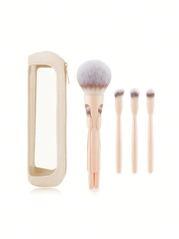 4-Piece Makeup Brush Set Featuring Professional-Grade Brushes Made from High-Quality Synthetic Fibers for a Luxurious Feel.