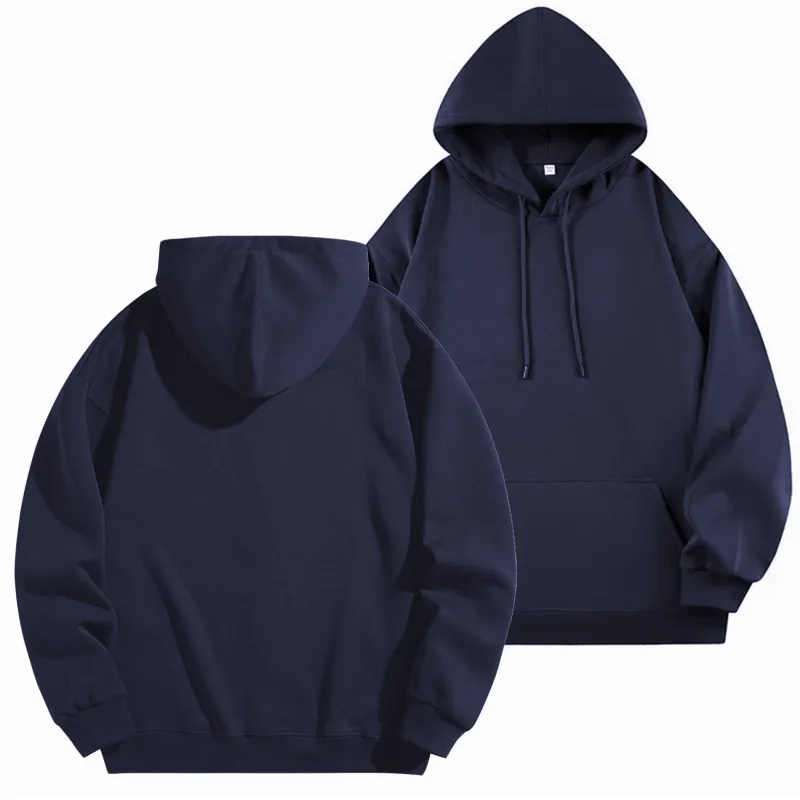 Logo Tersuai DIY Sweatshirt Bertudung Hitam Kapas Tulen Pullover Lengan Panjang Atasan Kasual untuk Lelaki Dan Wanita Fesyen Musim Sejuk Musim Gugur