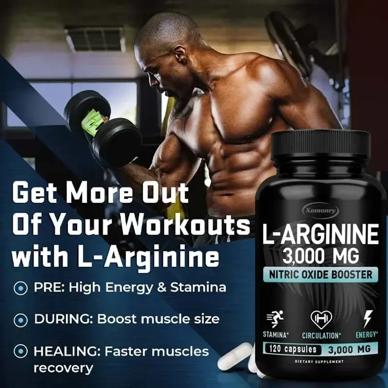 L-Arginine Supplement Boost Endurance -Increase for Energy Strength Vascular and Endurance Support During Exercise | Muscle Mas