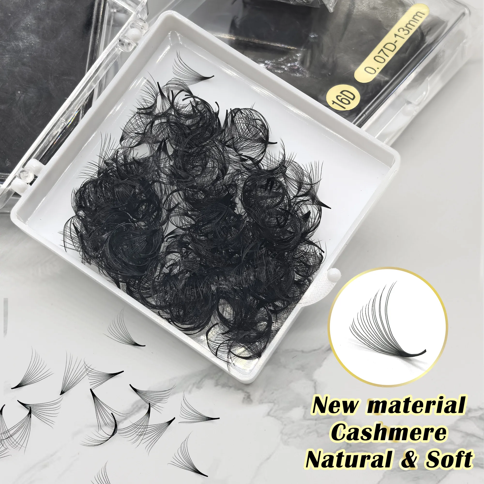 Tbestt Sharp Thin Pointy Base Premade Fans Lashes 5D 6D 8D 10D 12D Middle Stem Russian Volume Fans Eyelash Extensions