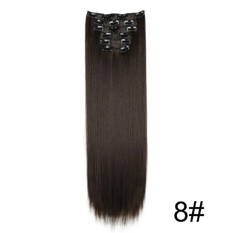 24Inch Synthetic 6pcs/set Long Straight Clip-in Hair Extension Heat Resistant Fiber Hair for Women Hair Accessories — image 17