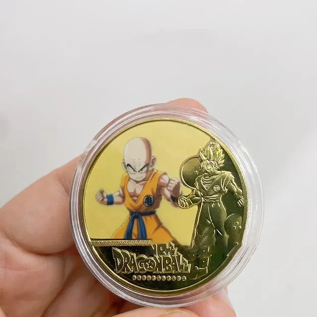 Dragon Ball Banhado A Ouro Moeda de Ouro Son Goku Vegeta Moedas Comemorativas Crianças Clássico Anime Periféricos Coleção Brinquedo Lembrança