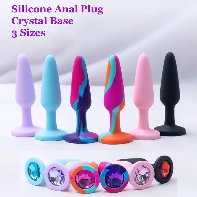 Silikonowy korek analny dla kobiety 3 rozmiary Butt Plug kryształowa podstawa zabawki erotyczne zabawki analne Sex korek zabawki dla dorosłych Anal Trainer dla par